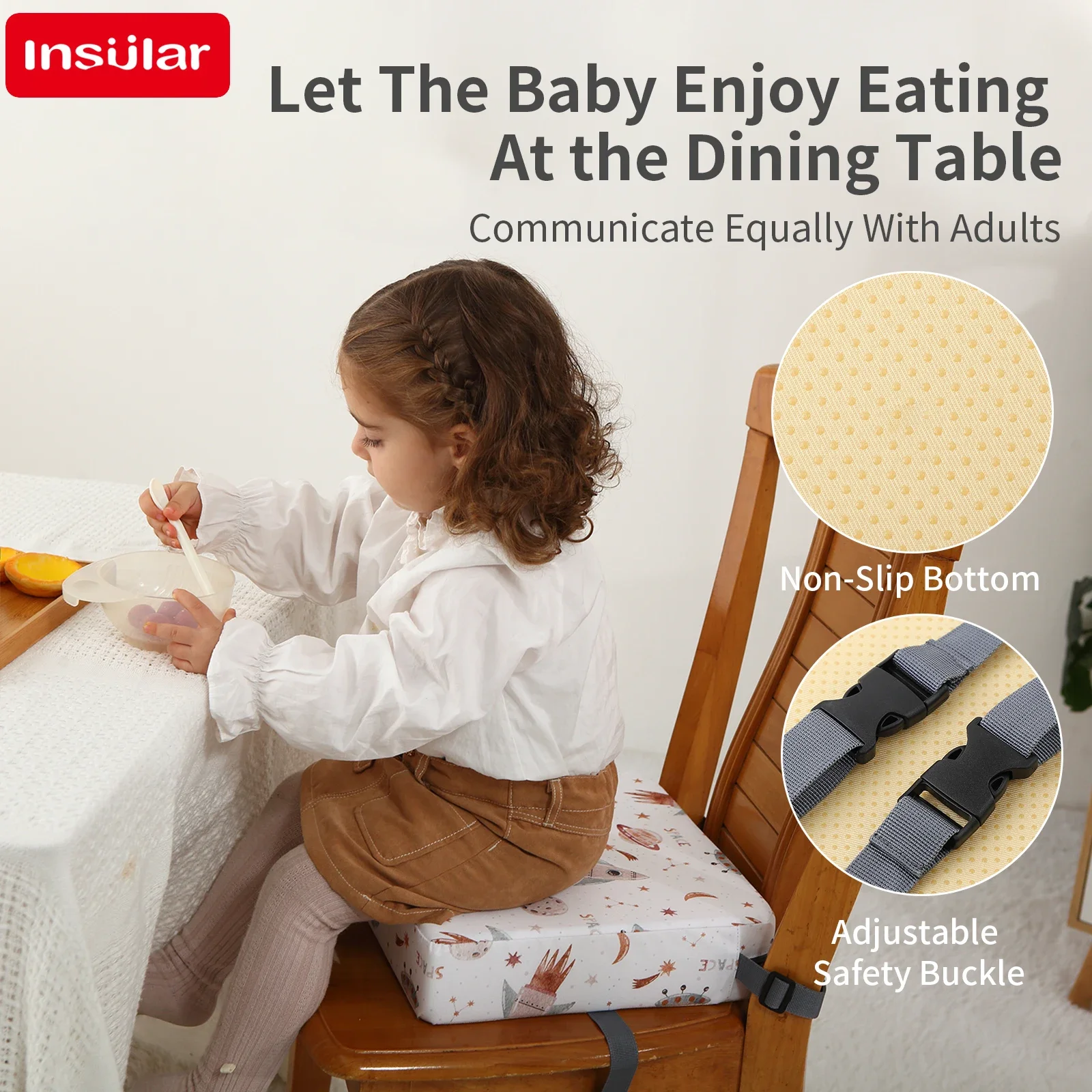 Baby High Chair Booster - وسادة مقعد مرتفعة مقاومة للماء بنمط
